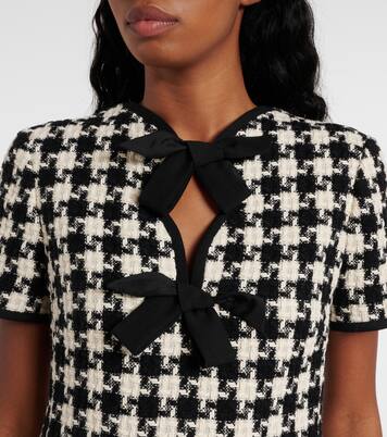 Bow-detail houndstooth tweed minidress | Valentino