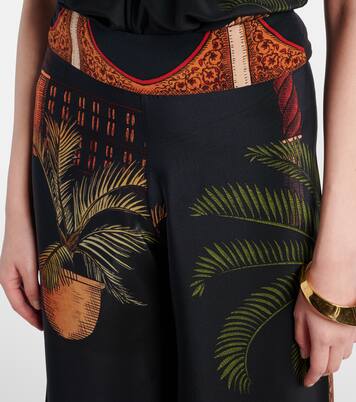 Pantalon ample imprimé à taille haute en soie | Johanna Ortiz