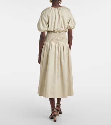 Falda midi Leonie de satén de algodón fruncida | Joseph