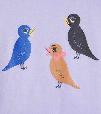 Birds cotton-blend T-shirt | Mini Rodini