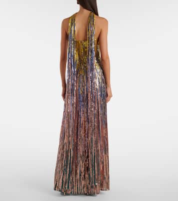 Sequined scarf-detail strapless gown  | Elie Saab