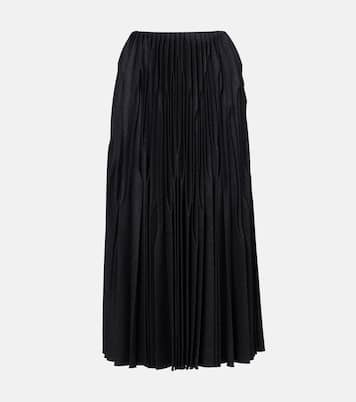 Pleated wool flannel midi skirt | Alaïa