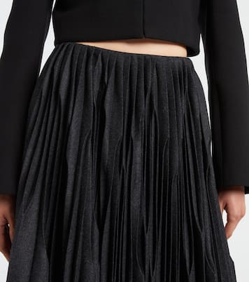 Pleated wool flannel midi skirt | Alaïa