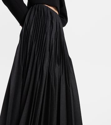 Pleated wool flannel midi skirt | Alaïa