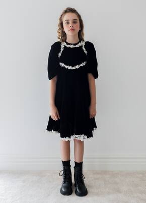Lace-trimmed velvet dress | Petite Amalie  