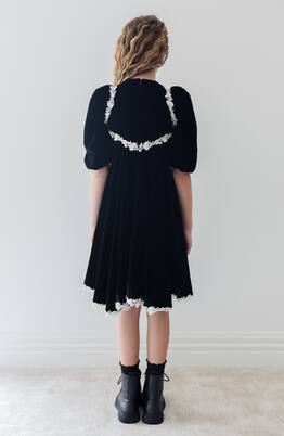 Lace-trimmed velvet dress | Petite Amalie  