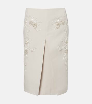 Embellished low-rise cotton-blend midi skirt | Jacques Wei