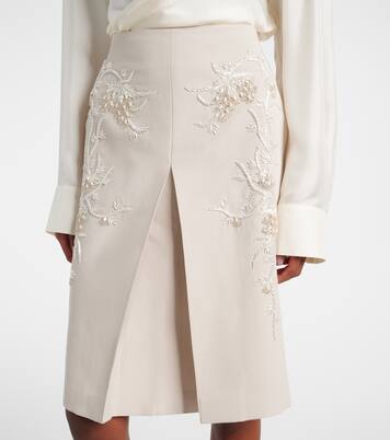 Embellished low-rise cotton-blend midi skirt | Jacques Wei