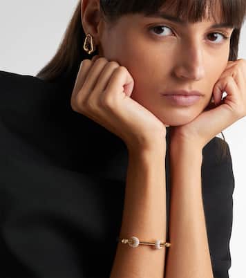 Armreif Chakra Icon aus 18kt Gelbgold (750/1000) mit Diamanten und Quarz | Ananya