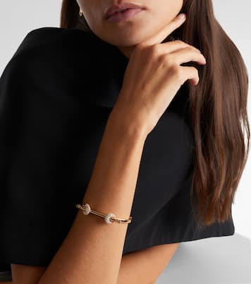 Armreif Chakra Icon aus 18kt Gelbgold (750/1000) mit Diamanten und Quarz | Ananya