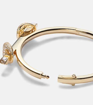 Armreif Chakra Icon aus 18kt Gelbgold (750/1000) mit Diamanten und Quarz | Ananya