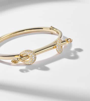 Armreif Chakra Icon aus 18kt Gelbgold (750/1000) mit Diamanten und Quarz | Ananya