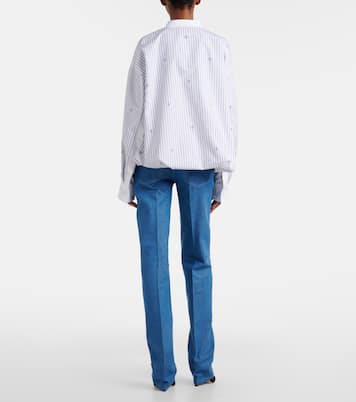 Pantalones slim de chambray de algodón con Horsebit | Gucci