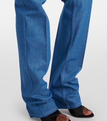 Pantalones slim de chambray de algodón con Horsebit | Gucci