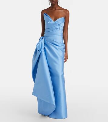 Draped asymmetric bustier gown | Monique Lhuillier