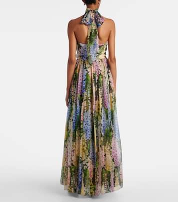 Robe longue en soie à fleurs | Oscar de la Renta