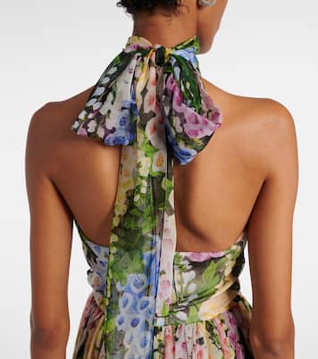 Robe longue en soie à fleurs | Oscar de la Renta