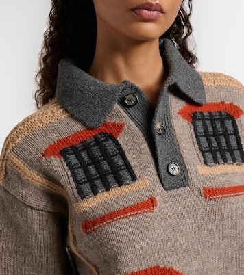 Wool intarsia jacquard polo sweater | JW Anderson