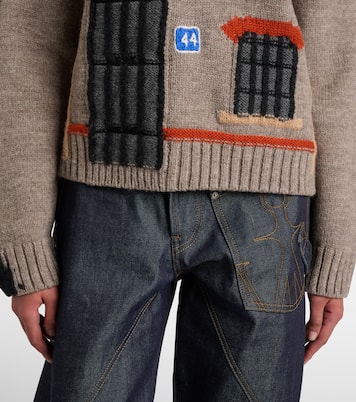 Wool intarsia jacquard polo sweater | JW Anderson