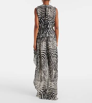 Zebra-print asymmetric chiffon minidress | Blumarine