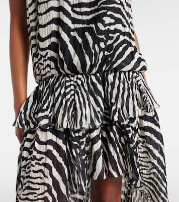 Zebra-print asymmetric chiffon minidress | Blumarine