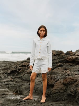 Short Adalyn en denim à broderie anglaise | Molo
