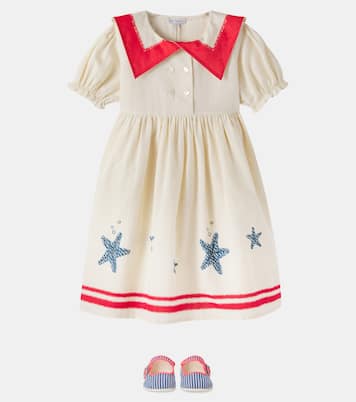 Bedrucktes Kleid Pearl aus Baumwolle und Leinen | Bebe Organic