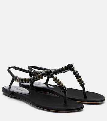 Beaded satin thong sandals | Le Monde Béryl