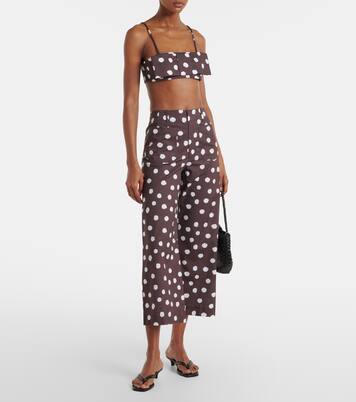 Polka-dot cotton-blend wide-leg pants | Adriana Degreas