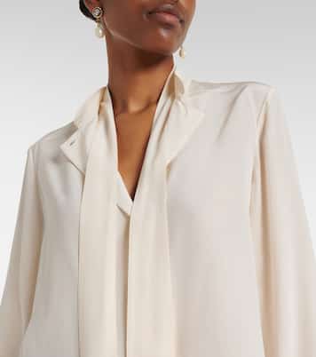 Blusa in crêpe de chine di seta con laccetti | Valentino
