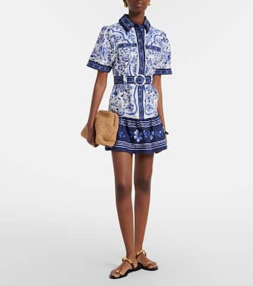 Printed belted linen shirt dress | Farm Rio