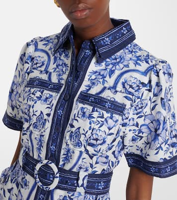 Printed belted linen shirt dress | Farm Rio