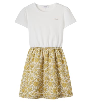 Floral cotton piqué and poplin dress | Versace Kids