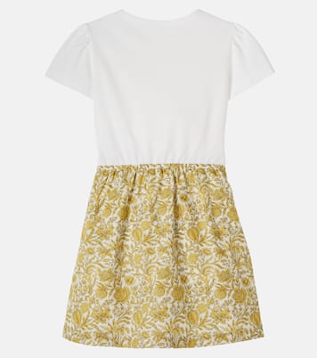 Floral cotton piqué and poplin dress | Versace Kids