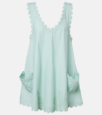Embroidered scalloped cotton poplin minidress | Juliet Dunn
