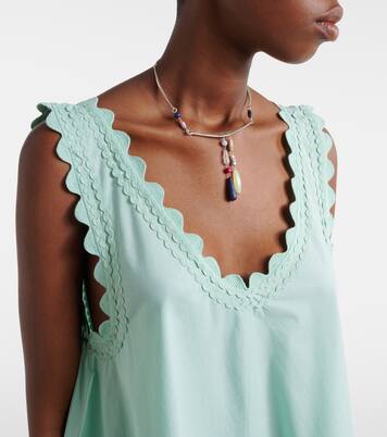 Embroidered scalloped cotton poplin minidress | Juliet Dunn
