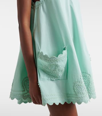 Embroidered scalloped cotton poplin minidress | Juliet Dunn