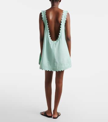 Embroidered scalloped cotton poplin minidress | Juliet Dunn