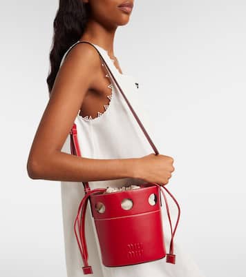 Cutout leather bucket bag | Miu Miu
