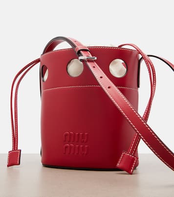 Cutout leather bucket bag | Miu Miu