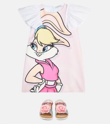 Ruffled cotton-blend T-shirt dress | Monnalisa