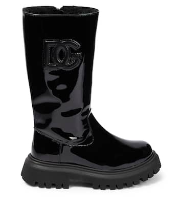 Logo patent leather knee-high boots | Dolce&Gabbana Kids