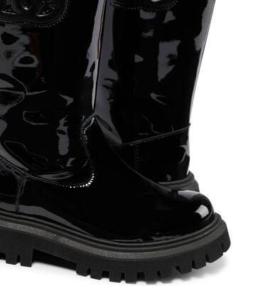 Logo patent leather knee-high boots | Dolce&Gabbana Kids