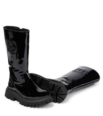 Logo patent leather knee-high boots | Dolce&Gabbana Kids
