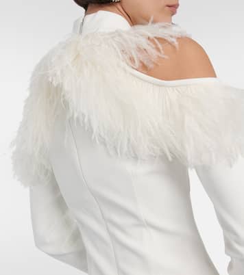 Bridal Robe aus Crêpe mit Federn | Christopher Kane