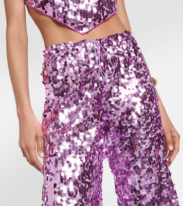 Pantalon ample à taille haute et à sequins | Oséree