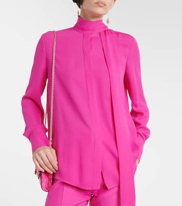 Tie-neck silk georgette blouse | Valentino