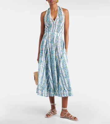 Robe midi Beth en coton à fleurs | Poupette St Barth