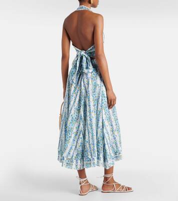 Robe midi Beth en coton à fleurs | Poupette St Barth