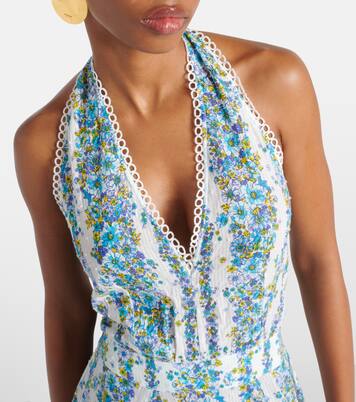 Robe midi Beth en coton à fleurs | Poupette St Barth